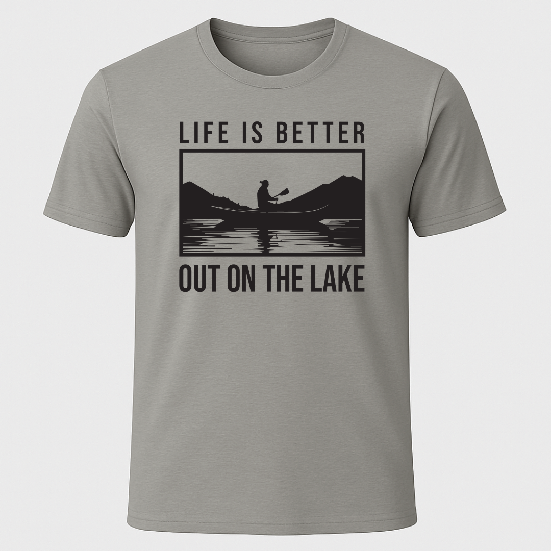 "Life Is Better Out On The Lake" Canoe Rectangle Design T-Shirt