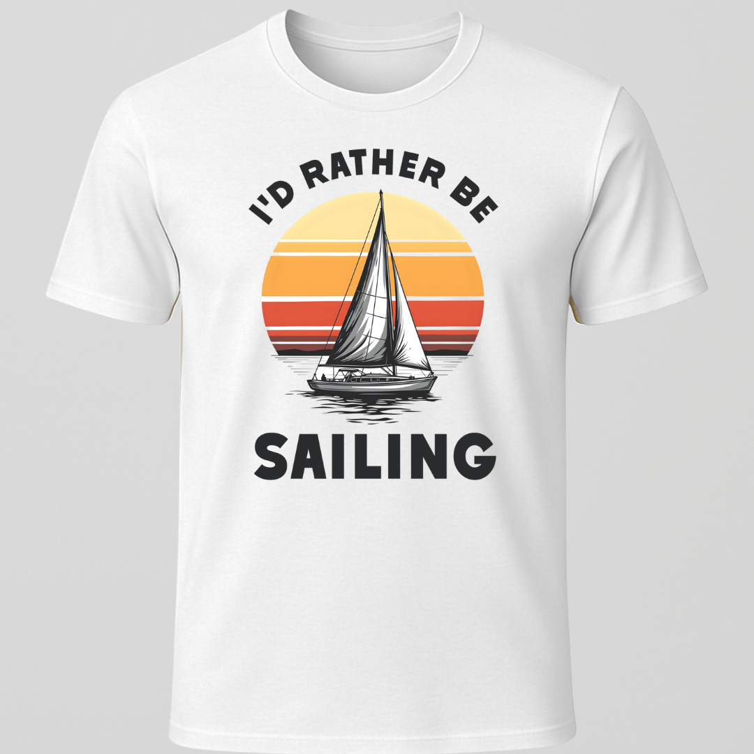 "I'd Rather Be Sailing" Retro Sunset T-Shirt