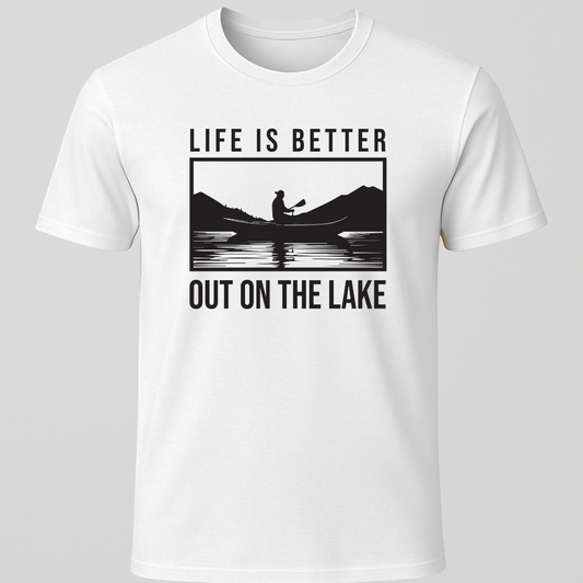 "Life Is Better Out On The Lake" Canoe Rectangle Design T-Shirt