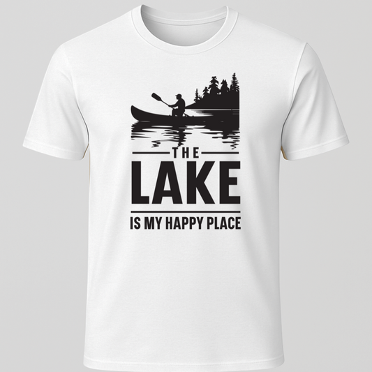 "The Lake Is My Happy Place" Canoe Design T-Shirt