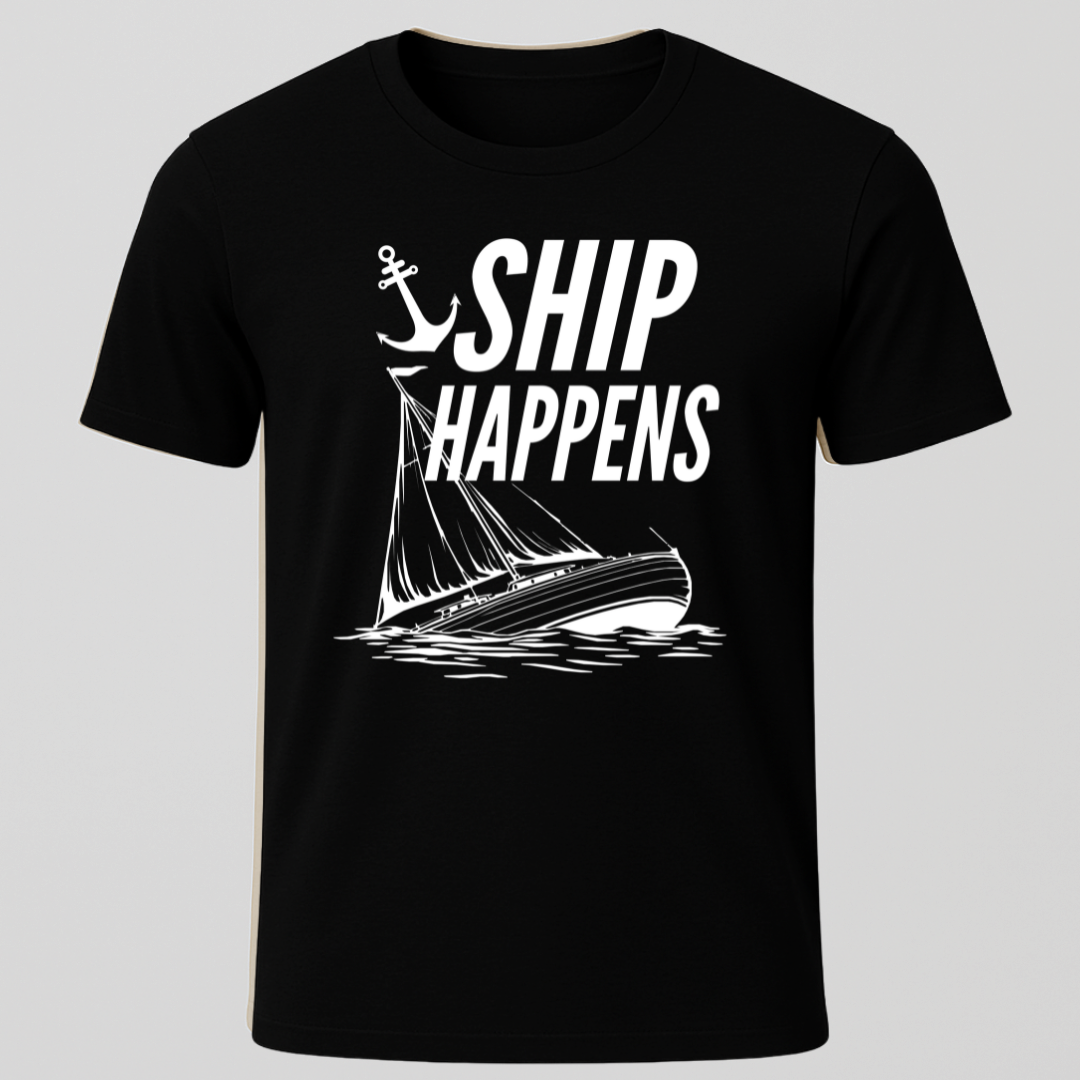 "Ship Happens" Sinking Sailboat T-Shirt