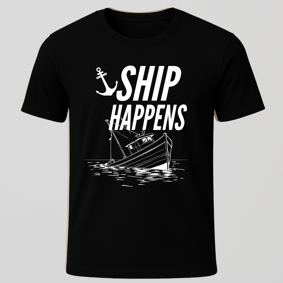 "Ship Happens" Sinking Fishing Boat T-Shirt