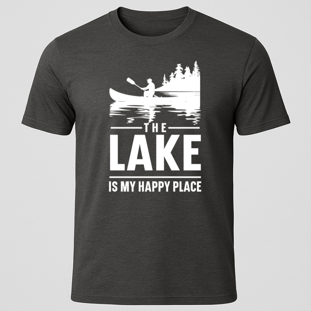 "The Lake Is My Happy Place" Canoe Design T-Shirt