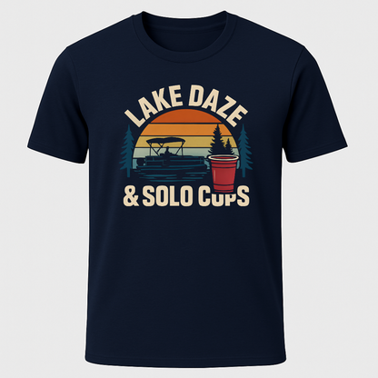 Lake Daze, & Solo Cups Retro Sunset T-Shirt