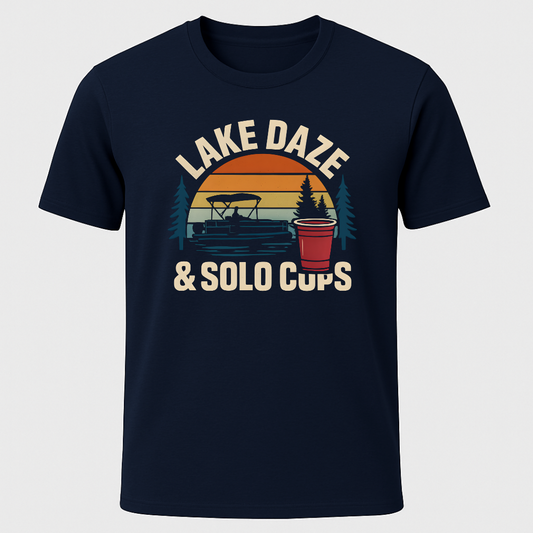 Lake Daze, & Solo Cups Retro Sunset T-Shirt