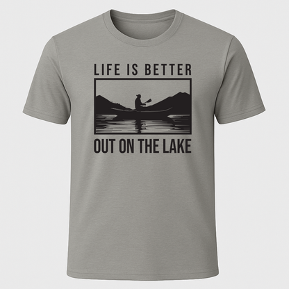 "Life Is Better Out On The Lake" Canoe Rectangle Design T-Shirt