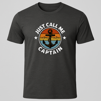 Just Call Me Captain Retro Sunset Anchor T-Shirt