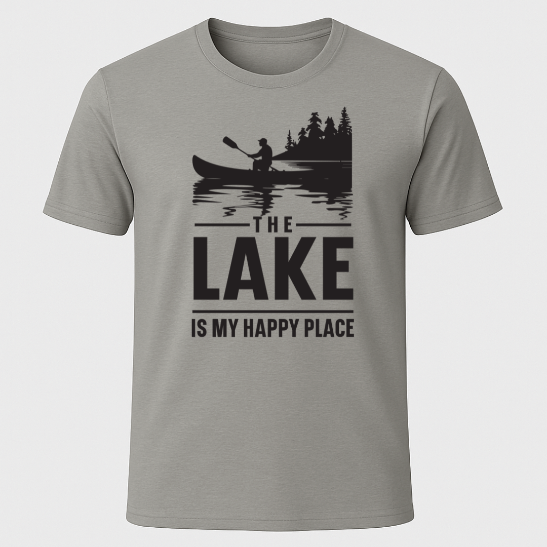 "The Lake Is My Happy Place" Canoe Design T-Shirt