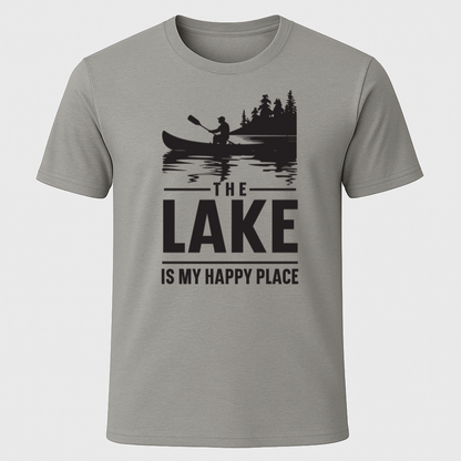 "The Lake Is My Happy Place" Canoe Design T-Shirt