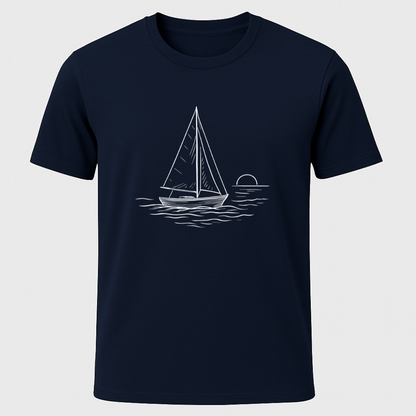 Sailboat Sunset Sketch T-Shirt