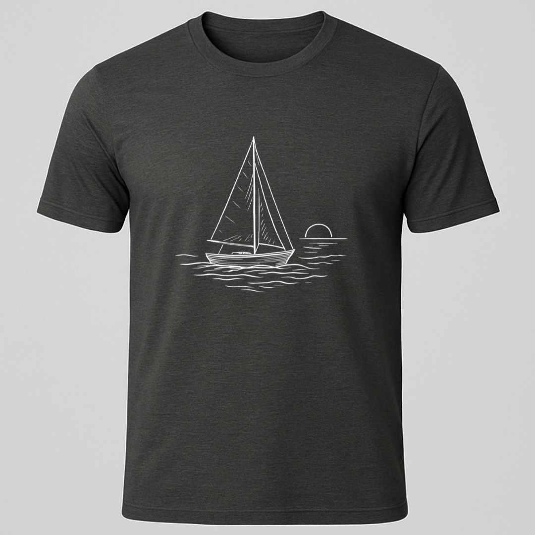 Sailboat Sunset Sketch T-Shirt