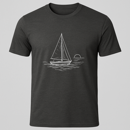 Sailboat Sunset Sketch T-Shirt