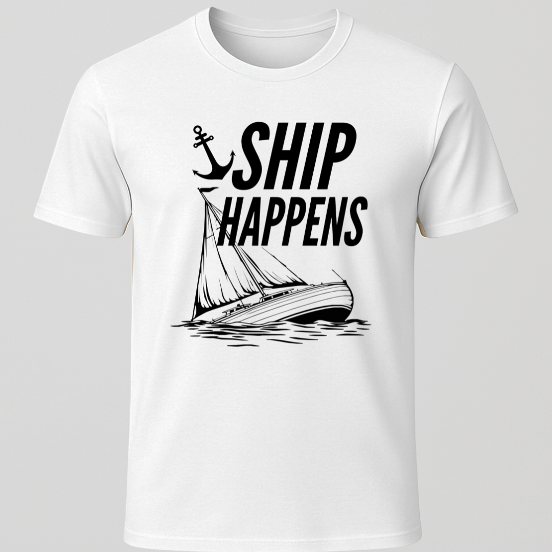 "Ship Happens" Sinking Sailboat T-Shirt