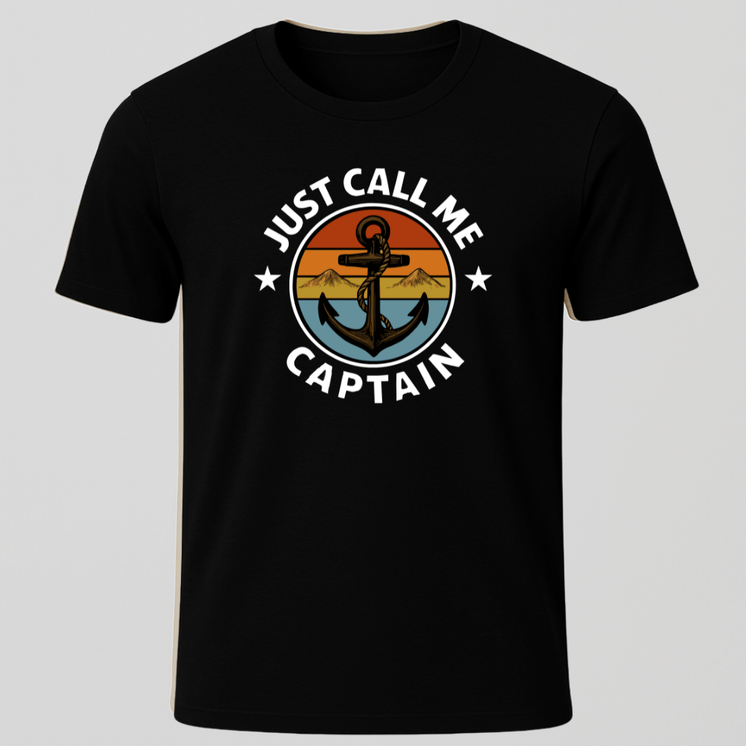 Just Call Me Captain Retro Sunset Anchor T-Shirt