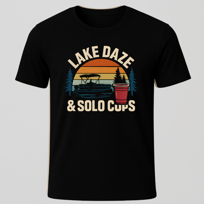 Lake Daze, & Solo Cups Retro Sunset T-Shirt