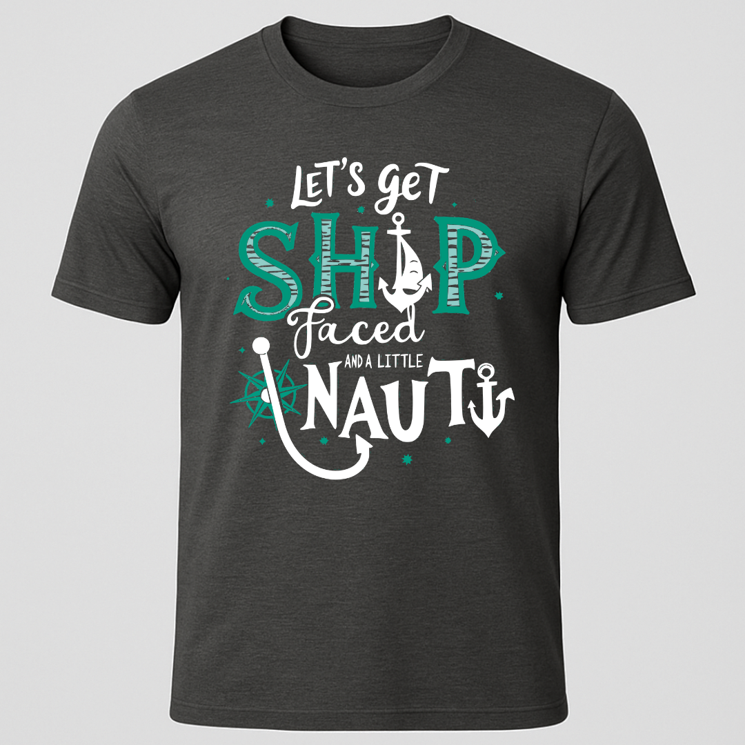 "Let's Get Ship Faced" Fish Hook Design T-Shirt