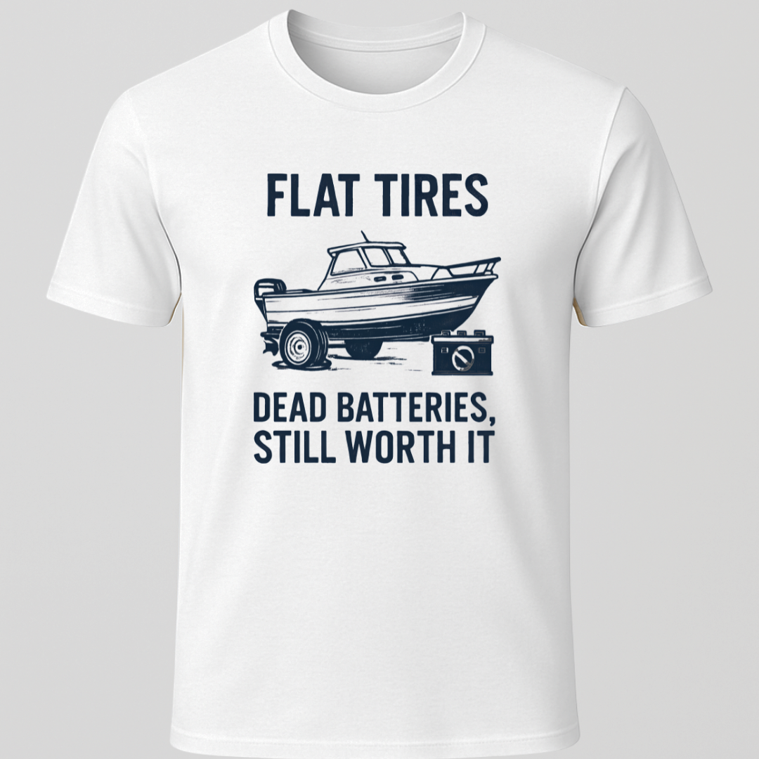 "Dead Batteries, Flat Tires, Still Worth It" T-Shirt