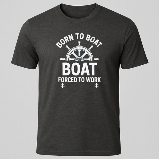 Born To Boat, Forced To Work Ships Wheel Design T-Shirt