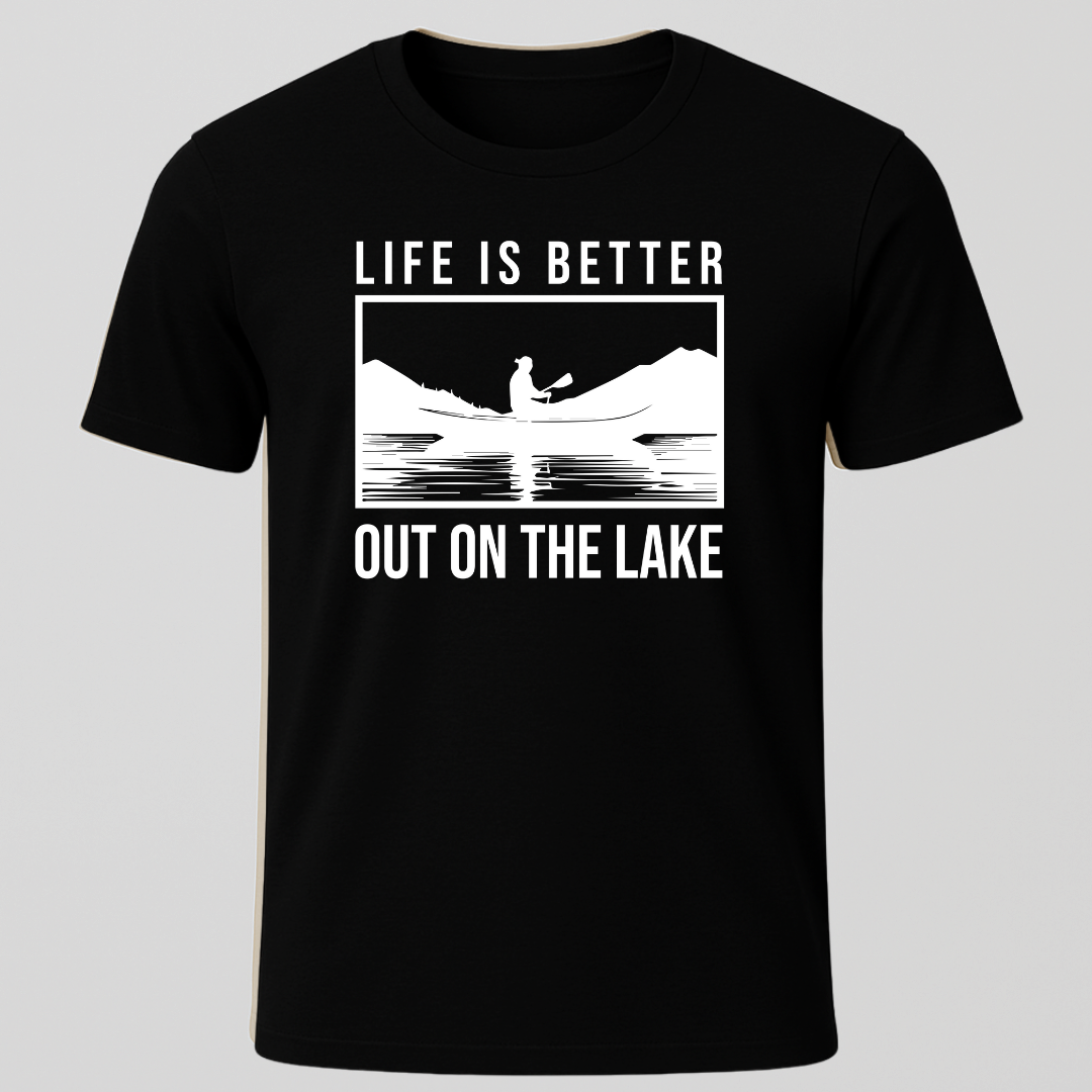 "Life Is Better Out On The Lake" Canoe Rectangle Design T-Shirt