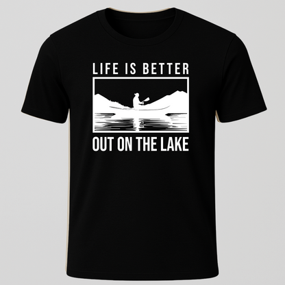 "Life Is Better Out On The Lake" Canoe Rectangle Design T-Shirt