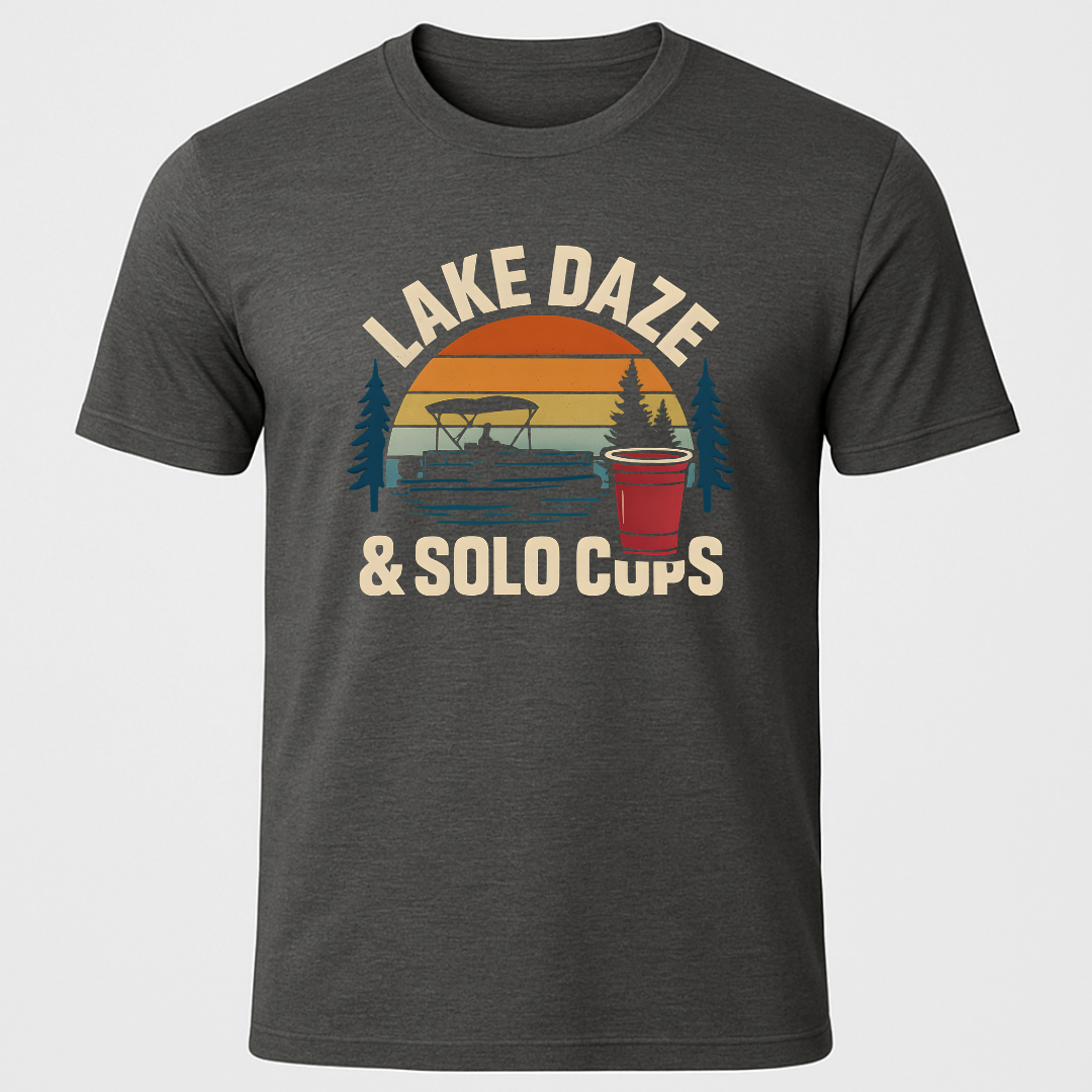 Lake Daze, & Solo Cups Retro Sunset T-Shirt