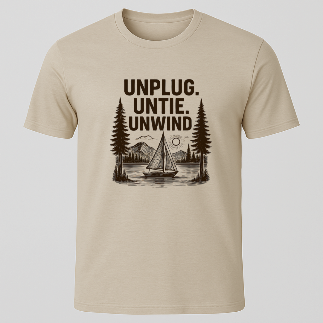"Unplug, Untie, Unwind" Sailboat T-Shirt