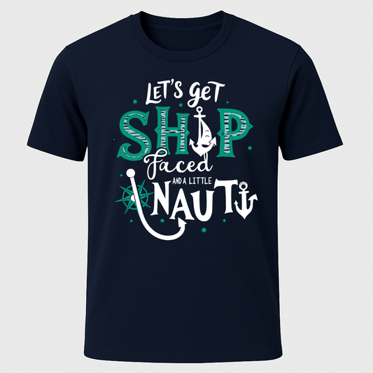 "Let's Get Ship Faced" Fish Hook Design T-Shirt
