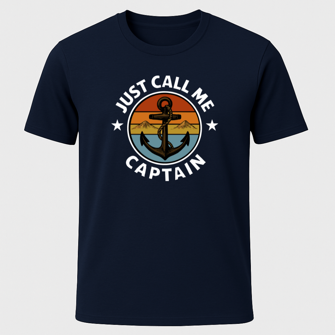 Just Call Me Captain Retro Sunset Anchor T-Shirt