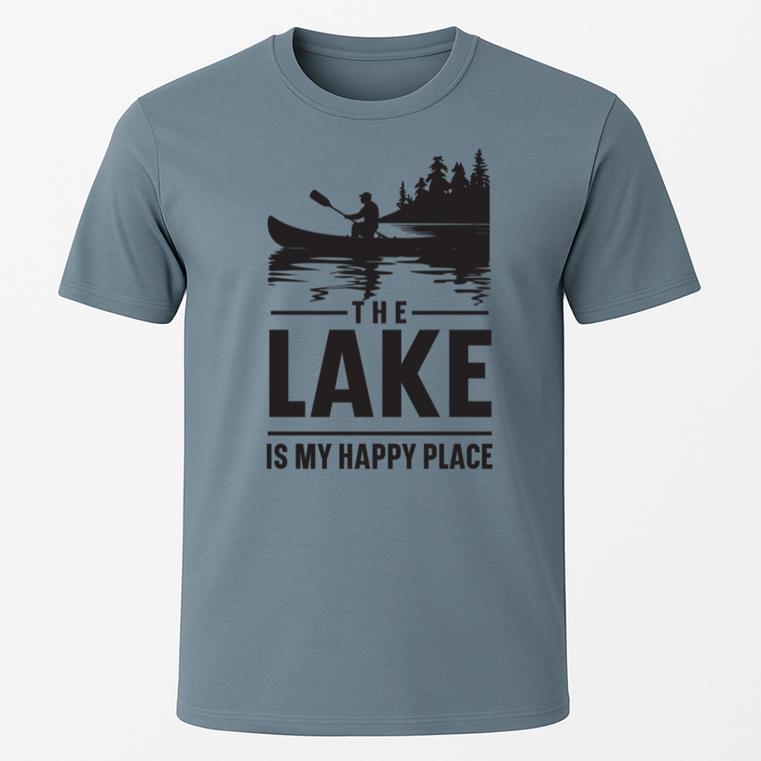 "The Lake Is My Happy Place" Canoe Design T-Shirt