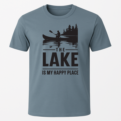 "The Lake Is My Happy Place" Canoe Design T-Shirt