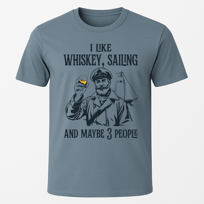 "I Like My Whiskey, Sailing" Captain Smiling T-Shirt