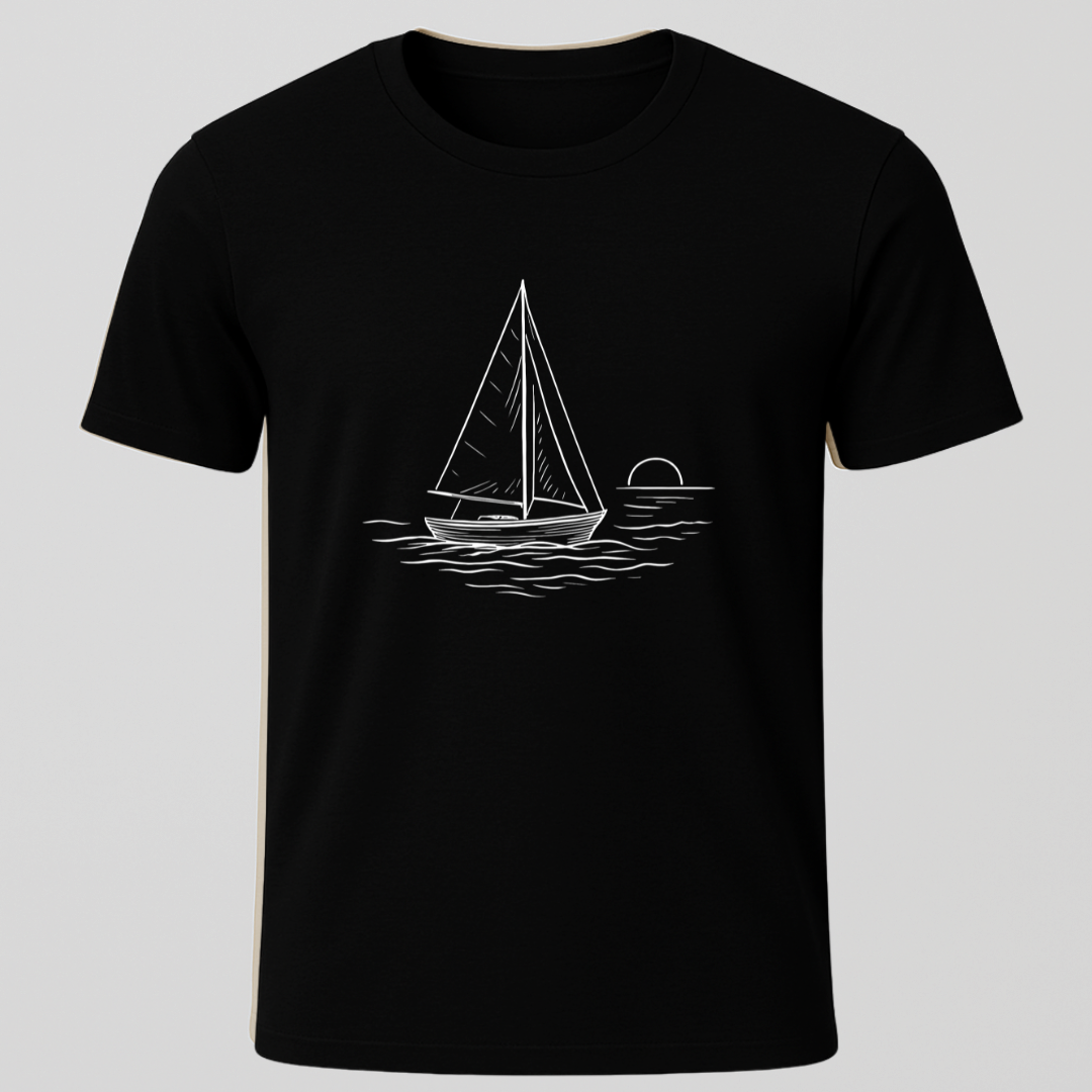 Sailboat Sunset Sketch T-Shirt