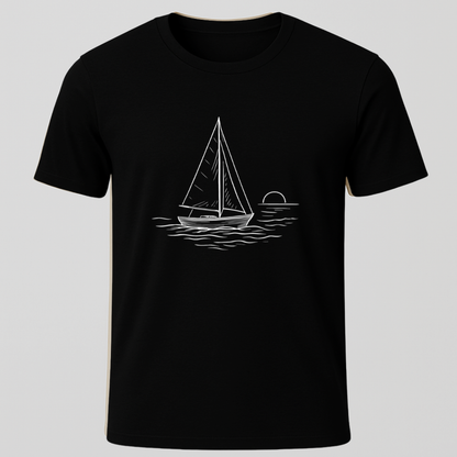 Sailboat Sunset Sketch T-Shirt