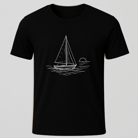 Sailboat Sunset Sketch T-Shirt