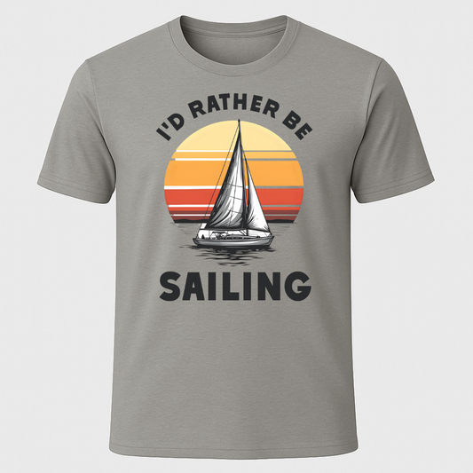 "I'd Rather Be Sailing" Retro Sunset T-Shirt