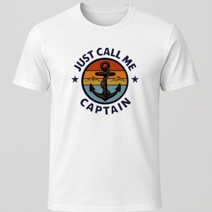 Just Call Me Captain Retro Sunset Anchor T-Shirt