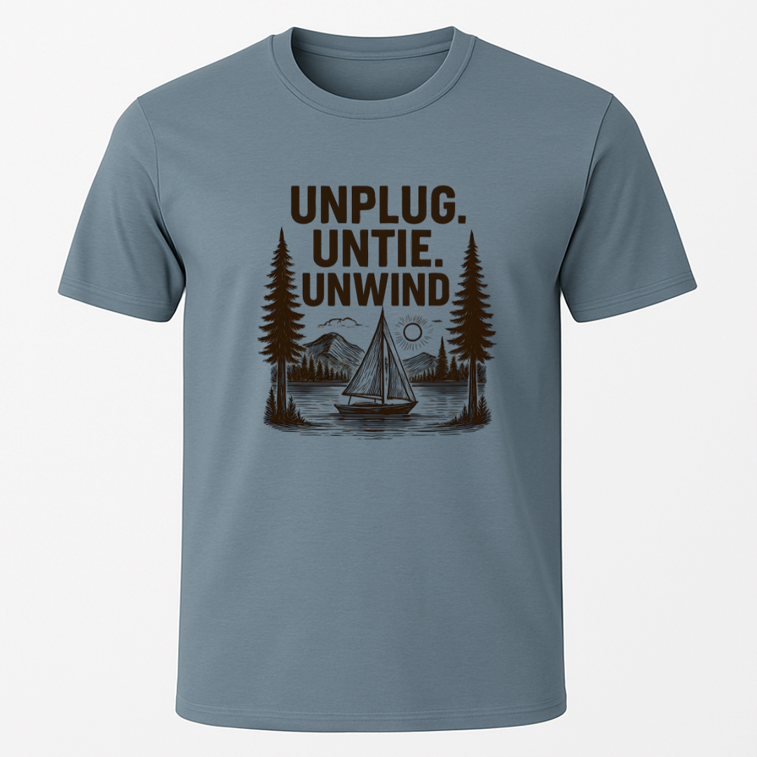 "Unplug, Untie, Unwind" Sailboat T-Shirt