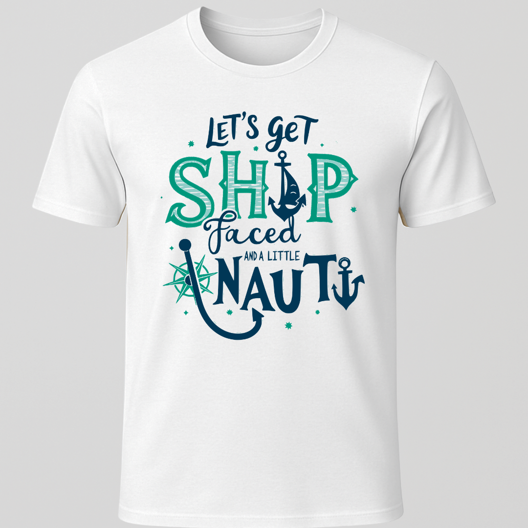 "Let's Get Ship Faced" Fish Hook Design T-Shirt