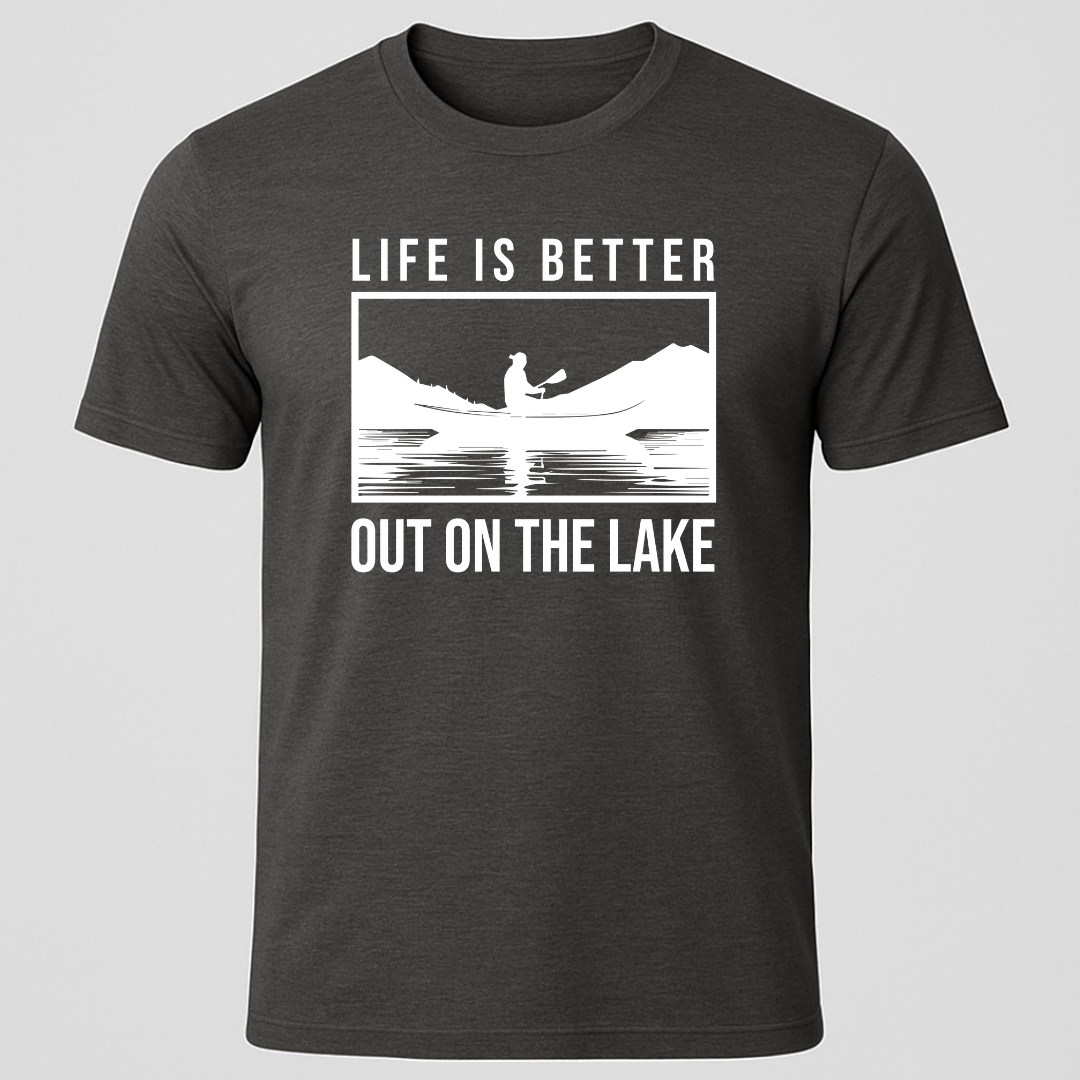 "Life Is Better Out On The Lake" Canoe Rectangle Design T-Shirt