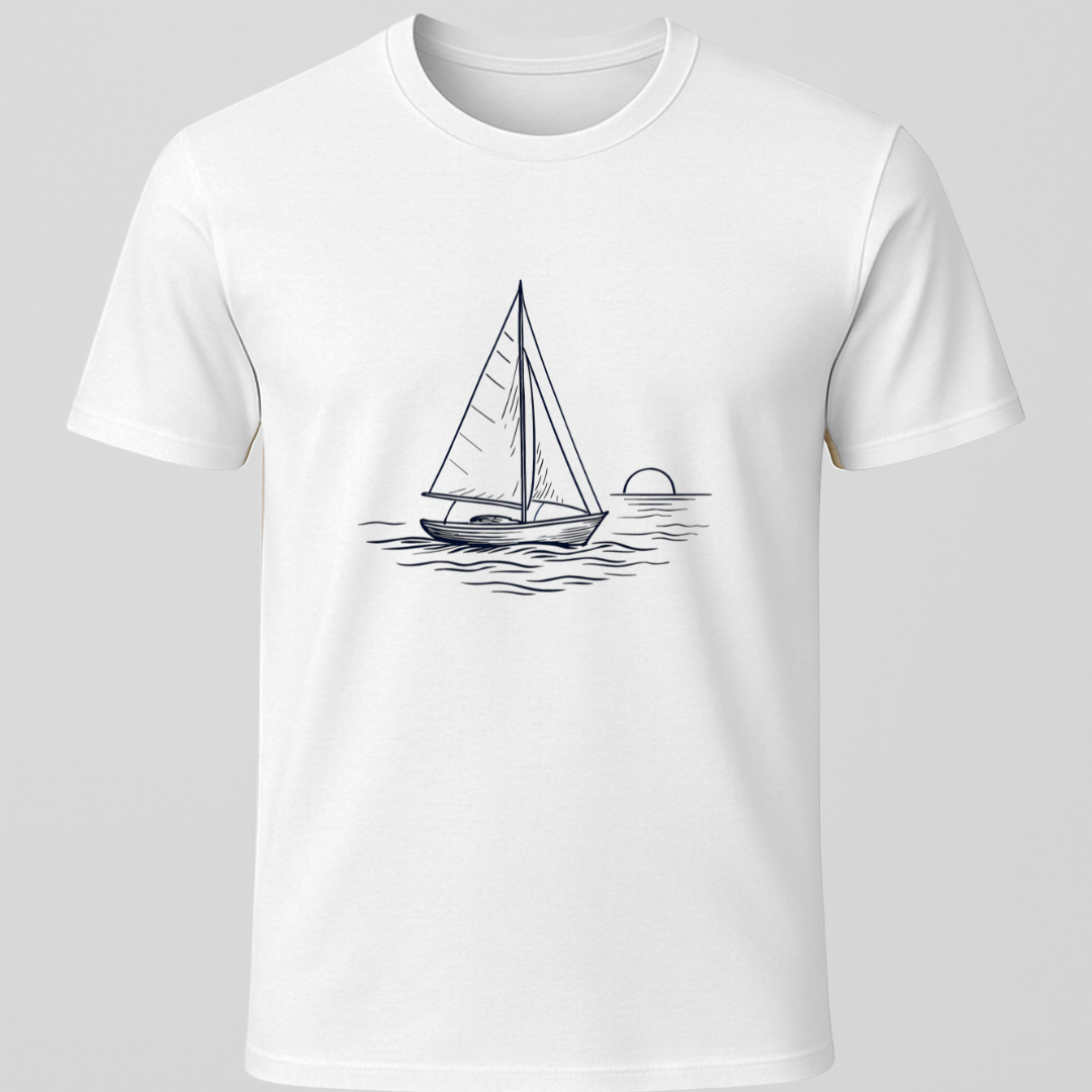Sailboat Sunset Sketch T-Shirt
