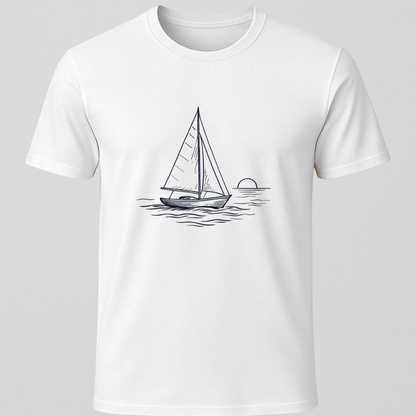 Sailboat Sunset Sketch T-Shirt