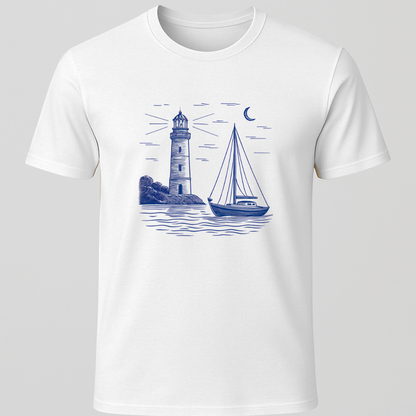 Sailboat Lighthouse Sketch T-Shirt
