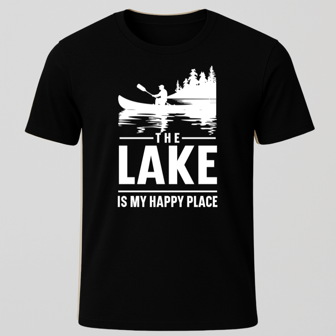 "The Lake Is My Happy Place" Canoe Design T-Shirt