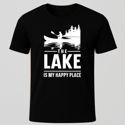 "The Lake Is My Happy Place" Canoe Design T-Shirt