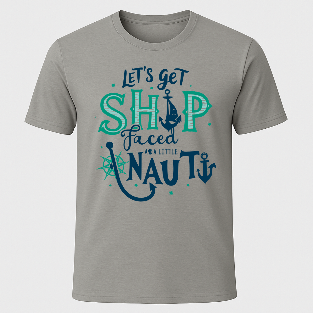 "Let's Get Ship Faced" Fish Hook Design T-Shirt