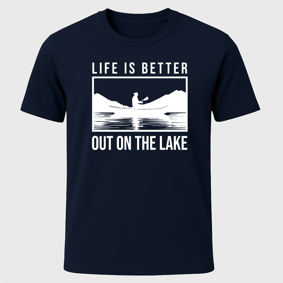 "Life Is Better Out On The Lake" Canoe Rectangle Design T-Shirt