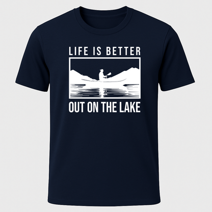 "Life Is Better Out On The Lake" Canoe Rectangle Design T-Shirt