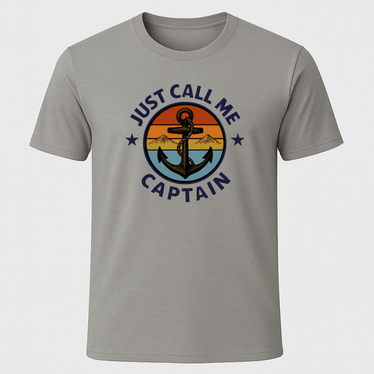 Just Call Me Captain Retro Sunset Anchor T-Shirt