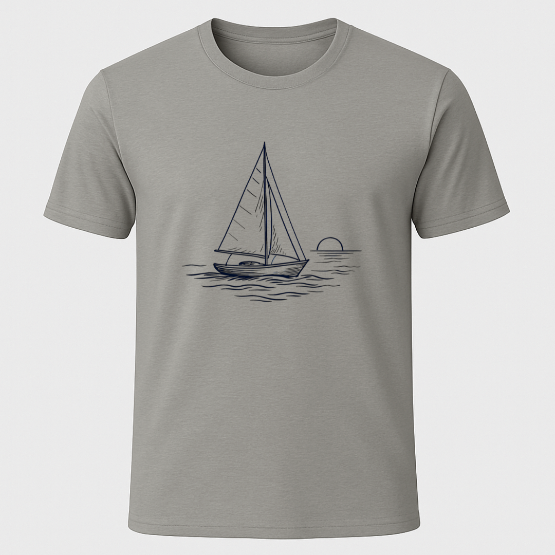 Sailboat Sunset Sketch T-Shirt