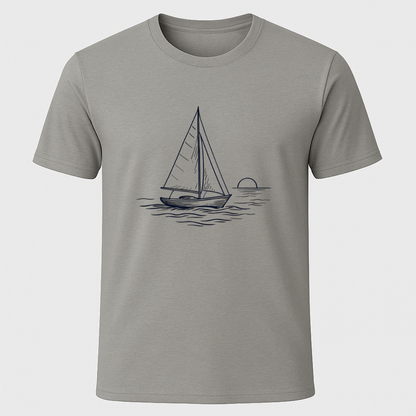 Sailboat Sunset Sketch T-Shirt
